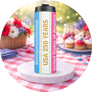 USA 250 Jahre Semiquincentennial Patriotische Stre Thermosbecher