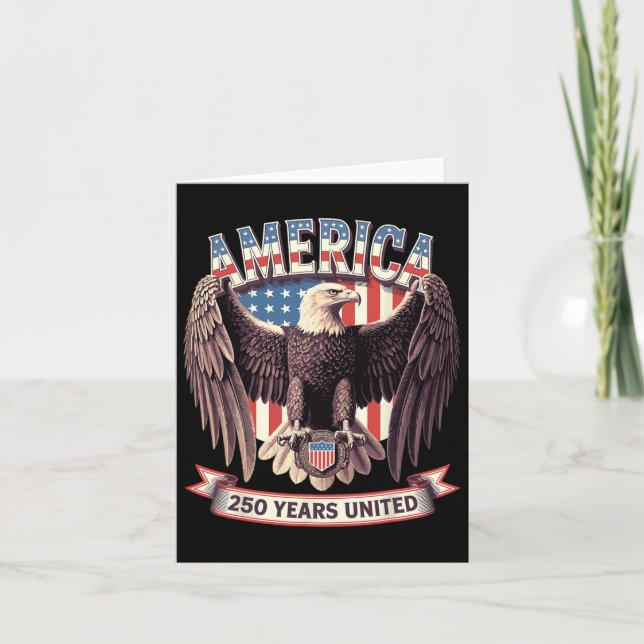 USA 250 Jahre United Bald Eagle Patriotic Flag Gra Karte (Vorderseite)