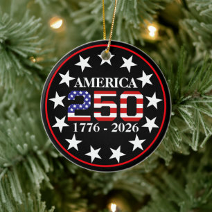 USA 250. Jahrestag 1776-2026 Amerikanische Flagge Keramik Ornament