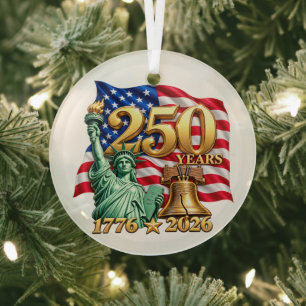 USA 250. Jahrestag 1776-2026 Patriotischer Schmuck Ornament Aus Glas