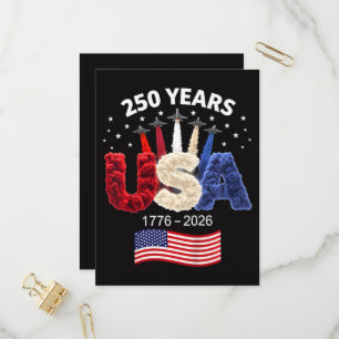 USA 250. Jahrestag Amerikanische Flagge 250 Jahre Einladungspostkarte