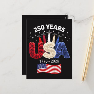 USA 250. Jahrestag Amerikanische Flagge 250 Jahre Feiertagspostkarte