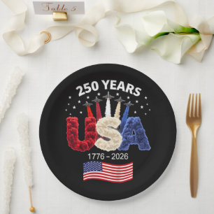 USA 250. Jahrestag Amerikanische Flagge 250 Jahre Pappteller