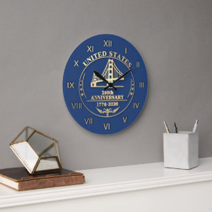 USA 250. Jahrestag Golden Gate Gold Römische Nb Große Wanduhr