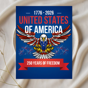 USA 250. Jahrestag Patriotisch 4. Juli  Feiertagspostkarte