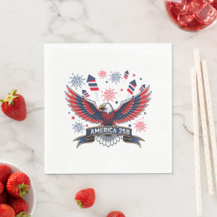 USA 250. Jahrestag Patriotischer Adler Feuerwerk Serviette