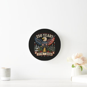USA 250. Jahrestag Patriotisches Weihnachten Adler Runde Wanduhr