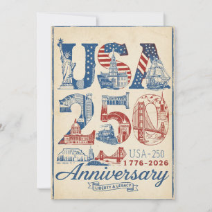 USA 250 Jahrestag Vintage retro Americana Feiertagskarte