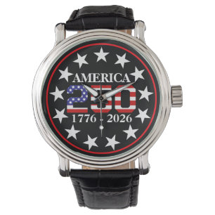 USA 250. Jubiläum 1776-2026 Amerikanische Flagge Armbanduhr