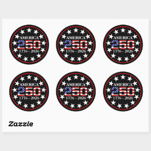 USA 250. Jubiläum 1776-2026 Amerikanische Flagge Runder Aufkleber