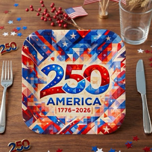 USA 250. Jubiläum 1776-2026 Patriotisch Pappteller