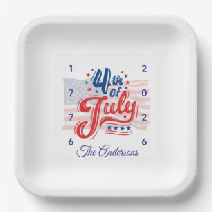 USA 250. Jubiläum 4. Juli Papierplatte Pappteller