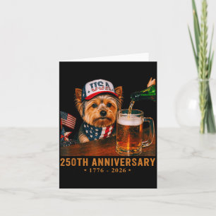 USA 250. Jubiläum 4. Juli Yorkie Hund Papa Karte