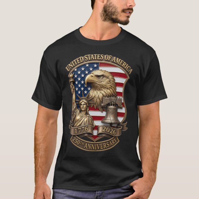 USA 250. Jubiläum Adler Patriotisch 1776-2026 T-Shirt (Vorderseite)