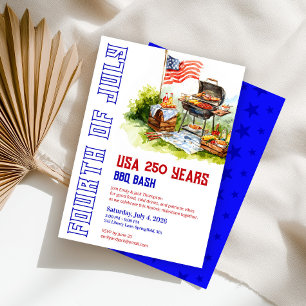 USA 250. Jubiläum Aquarell BBQ-Party Einladung