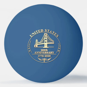 USA 250. Jubiläum Golden Gate Gold Design  Tischtennisball