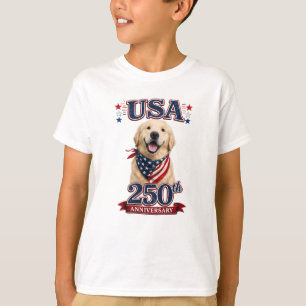 USA 250. Jubiläum Golden Retriever Jugend T-Shirt