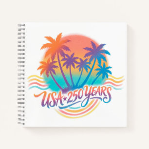 USA 250. Jubiläum Palm Bäume Notizbuch