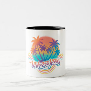 USA 250. Jubiläum Palmen Zweifarbige Tasse