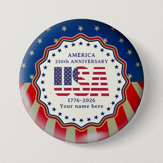 USA 250. Jubiläum Semiquincentennial 1776–2026 Button (Vorderseite)