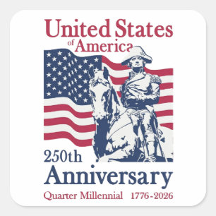 USA 250. Jubiläum Semiquincentennial 1776-2026 Quadratischer Aufkleber