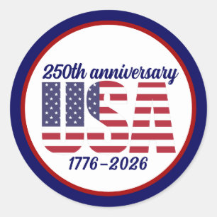 USA 250. Jubiläum Semiquincentennial 1776–2026 Runder Aufkleber