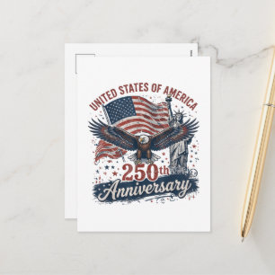 USA 250. Jubiläum Weißkopfseeadler Freiheitsstatue Feiertagspostkarte