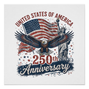 USA 250. Jubiläum Weißkopfseeadler Freiheitsstatue Poster