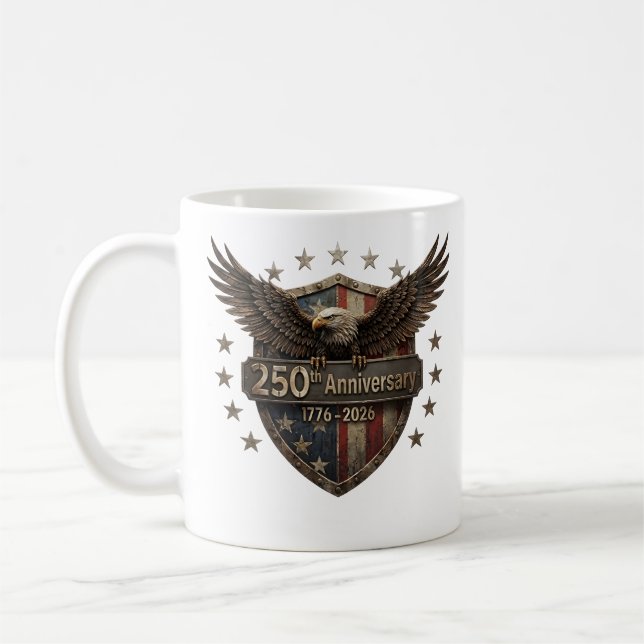 USA 250. Jubiläums-Adler-Schild-Erbe Kaffeetasse (Links)