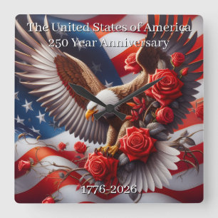 USA 250. Jubiläums-Gedenkausgabe Quadratische Wanduhr