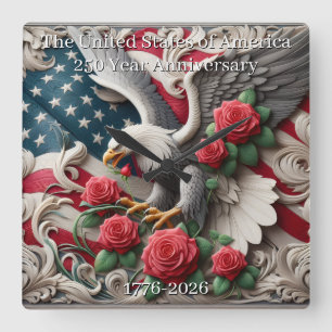 USA 250. Jubiläums-Gedenkausgabe Quadratische Wanduhr