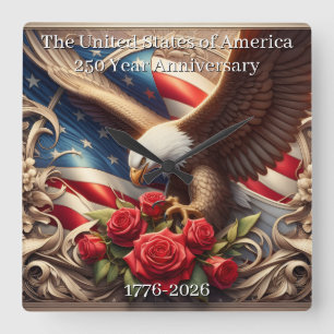 USA 250. Jubiläums-Gedenkausgabe Quadratische Wanduhr