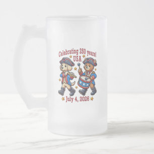 USA 250. Jubiläums-Souvenir - Patriotisch Mattglas Bierglas