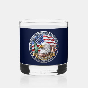 USA 250. Jubiläumsemblem Whiskyglas