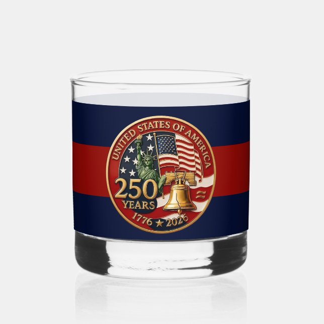 USA 250. Jubiläumsemblem  Whiskyglas (Vorderseite)