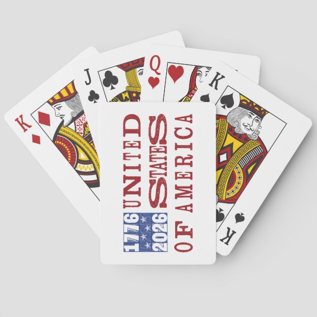 USA 250 Letterpress-Stil Spielkarten (Rückseite)