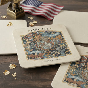 USA 250 Liberty Art Nouveau Muster Rahmen ID1302 Rechteckiger Pappuntersetzer