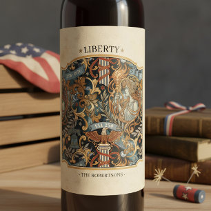 USA 250 Liberty Art Nouveau Muster Rahmen ID1302 Weinetikett