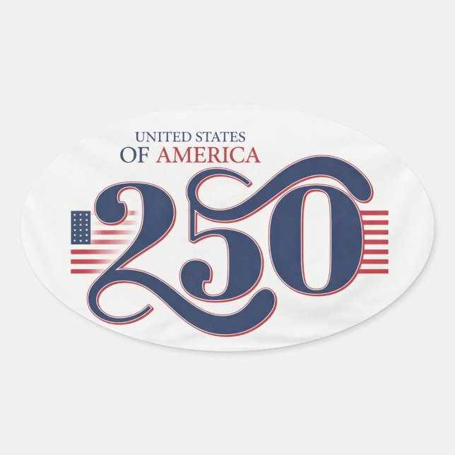 USA 250 Oval Patriotic Aufkleber  ("Celebrating 250 years of American Spirit")