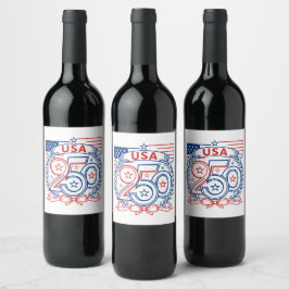 USA 250 Patrioten-Jubiläumsemblem-Design Weinetikett