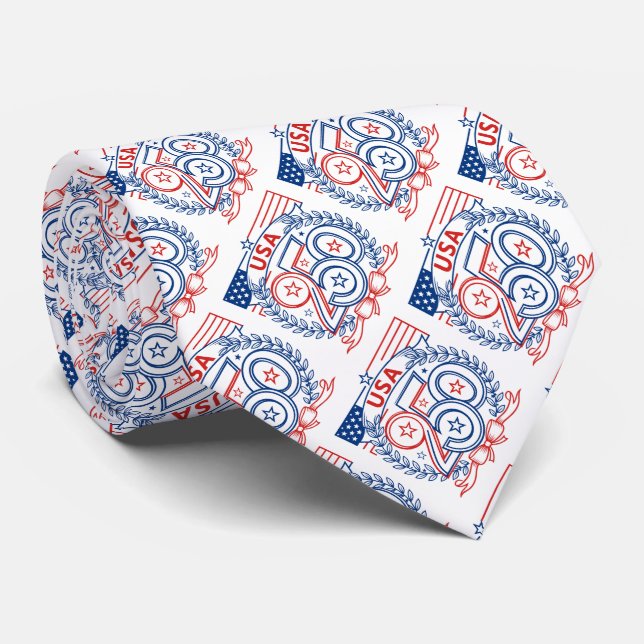 USA 250 Patriotic Anniversary Emblem Design Krawatte (Gerollt)