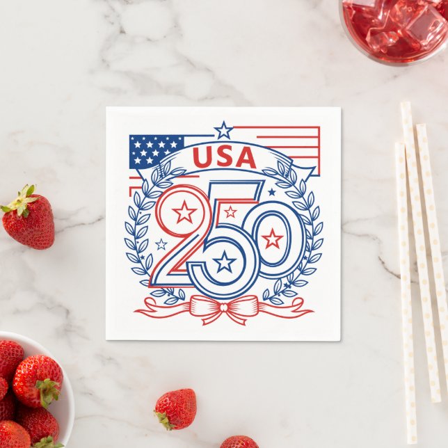 USA 250 Patriotic Anniversary Emblem Design Serviette (Beispiel)