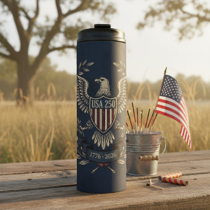 USA 250 Patriotic Eagle Heritage Motiv Navy ID1299 Thermosbecher
