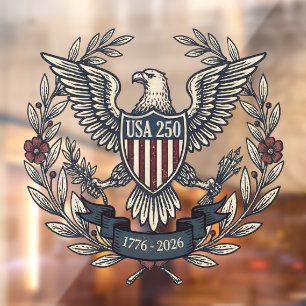 USA 250 Patriotischer Adler Heritage-Motiv ID1299 Fensteraufkleber