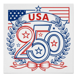 USA 250 Patriotisches Jubiläumsemblem-Design Poster