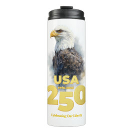 USA 250: Watercolor Bald Eagle & Gold Thermosbecher