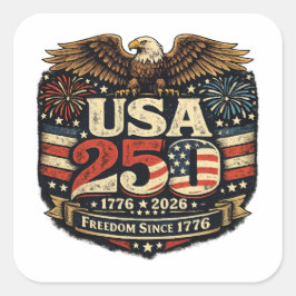USA 250 Weißkopfseeadler 1776-2026 Patriotischer A Quadratischer Aufkleber