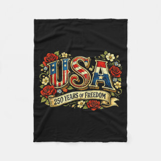 Usa 250 years of freedom floral rose patriotic fleecedecke