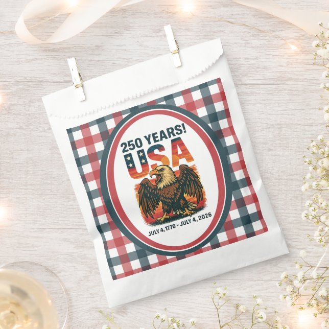USA 250 Years – Patriotic Bald Eagle July 4th 2026 Geschenktütchen (Ausgeschnitten)