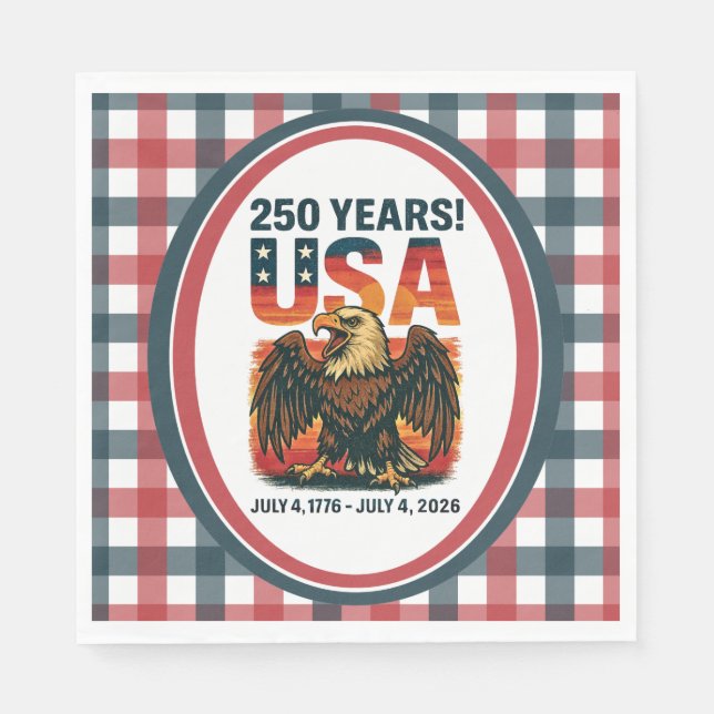 USA 250 Years – Patriotic Bald Eagle July 4th 2026 Serviette (Vorderseite)